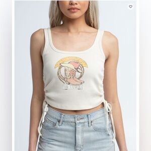 FULL TILT Sheriff In Town Womens Cinch Tank Top Women small 100 cotton cream